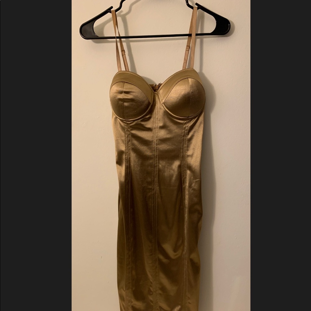 Gold Metallic Midi Dress